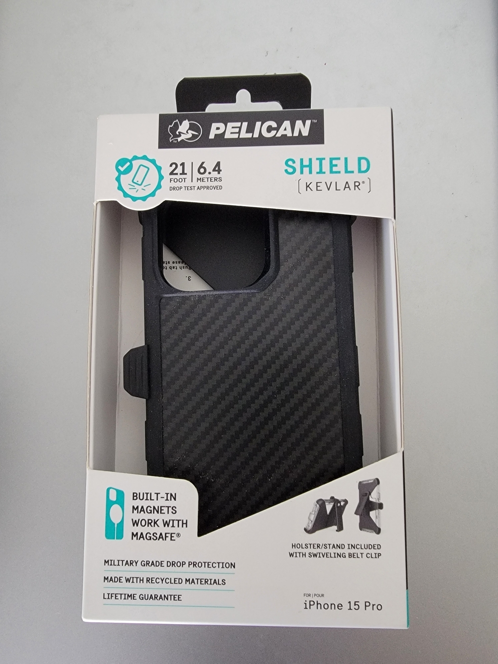 Pelican Shield Kevlar iPhone 15 Pro Case - Black, Magsafe